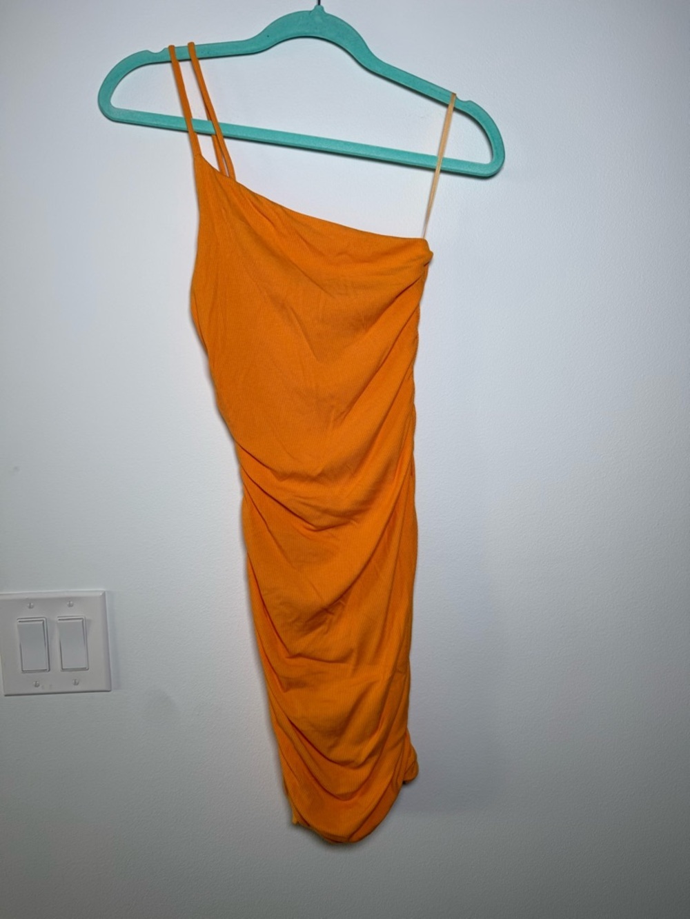 Princess Polly One-Shoulder Orange Ruched Midi Dress